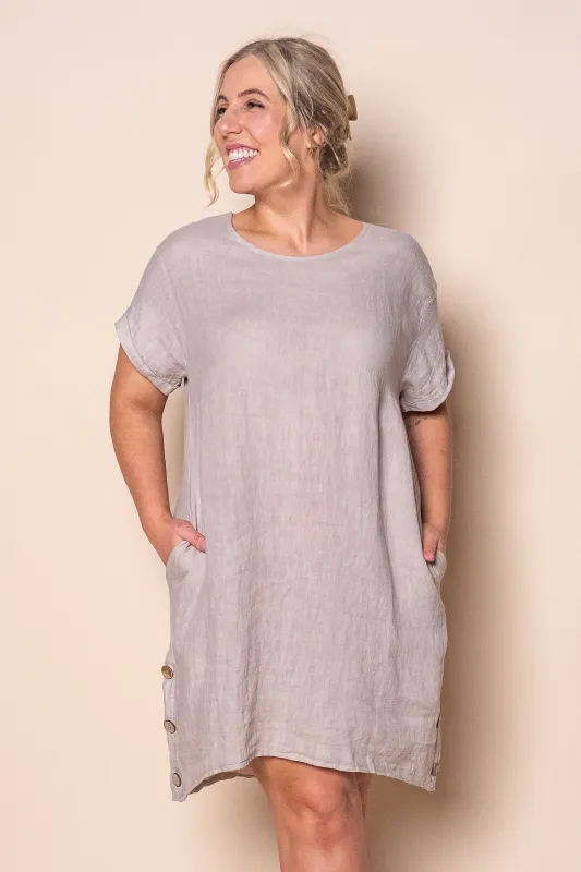 Isha Linen Dress in Light Stone sold by Always Alice