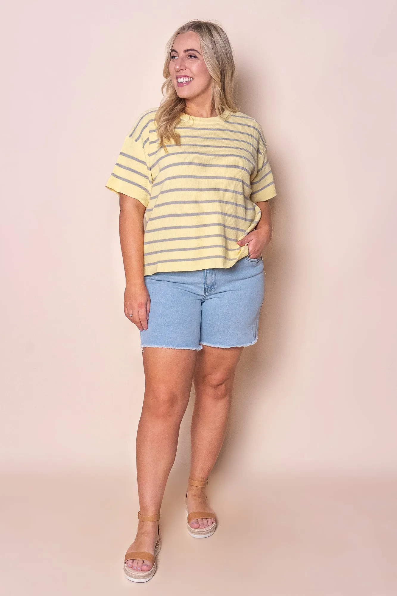 Kiley S/S Striped Knit Top in Yellow sold by Always Alice product image thumbnail 2