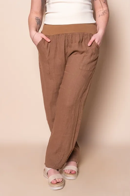 Sadie Linen Pants in Tan sold by Always Alice