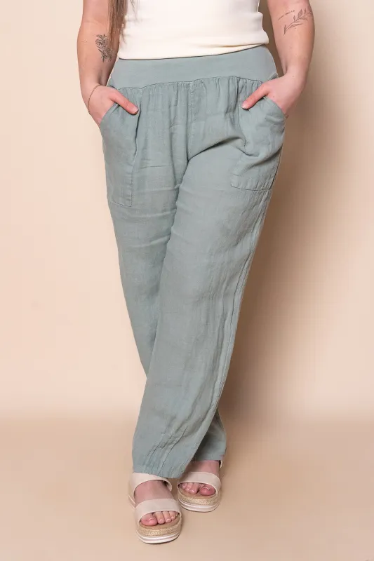 Sadie Linen Pants in Sage sold by Always Alice