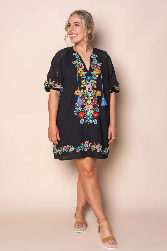 Orphea Embroidered Floral Dress in Black sold by Always Alice