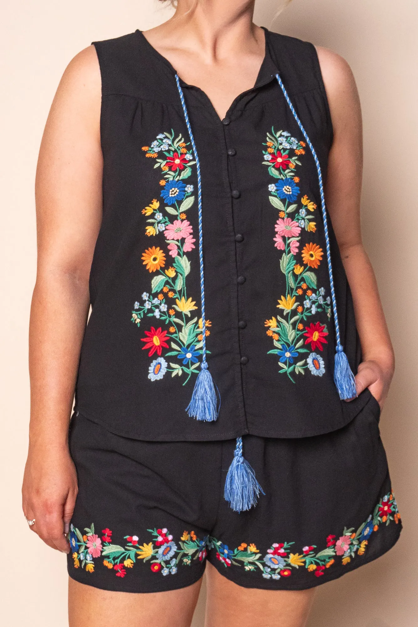 Izzi Embroidered Floral Top in Black sold by Always Alice product image thumbnail 2