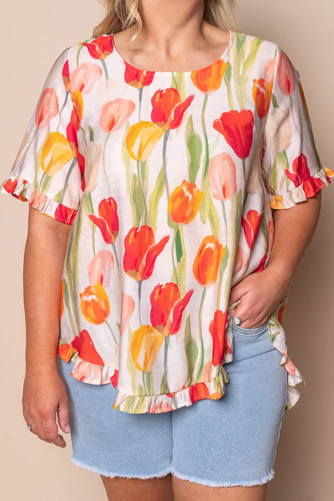 Heidi Floral Top in Beige Multi sold by Always Alice product image thumbnail 3