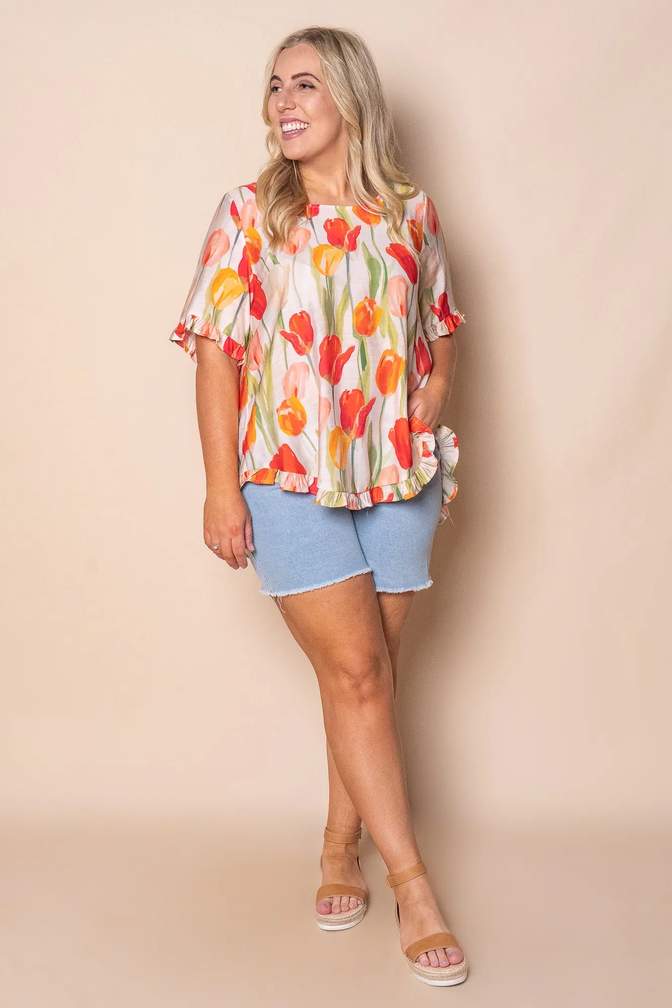 Heidi Floral Top in Beige Multi sold by Always Alice product image thumbnail 2