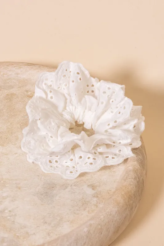 Lola Broderie Hair Scrunchie in Vintage White - All About Eve made by All About Eve