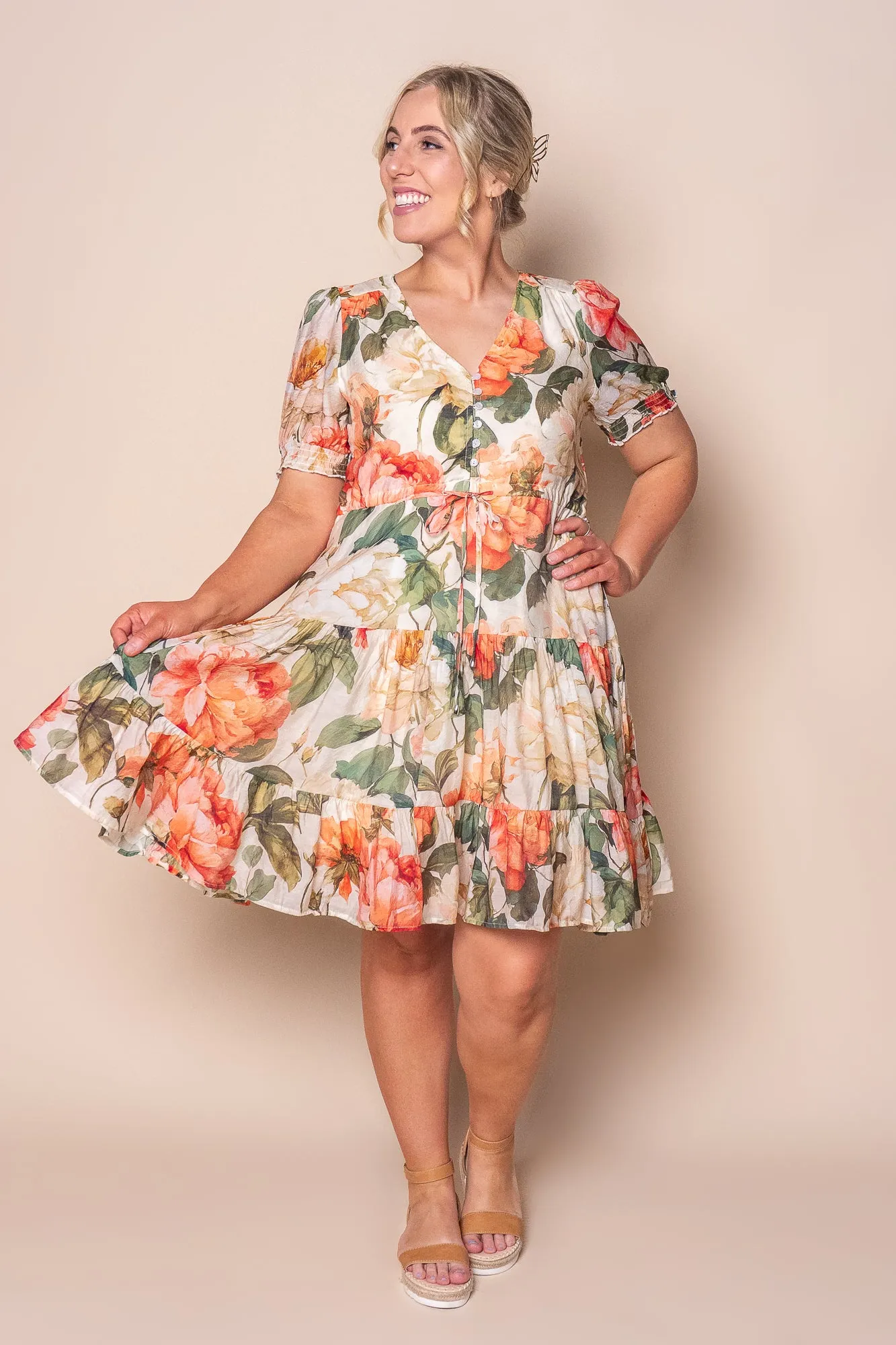 Ginger Floral Dress in Coral Multi sold by Always Alice product image thumbnail 2