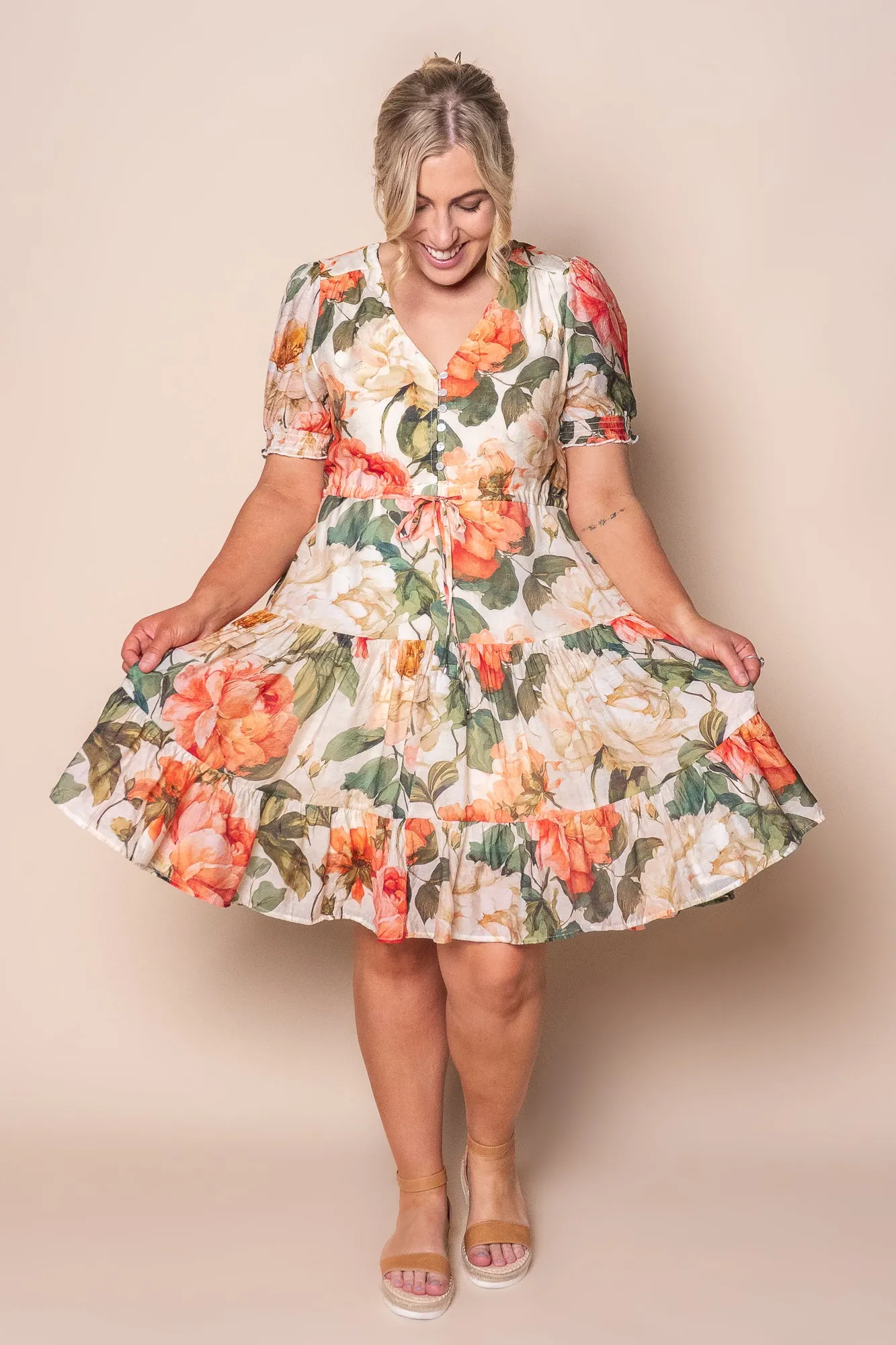 Ginger Floral Dress in Coral Multi sold by Always Alice product image thumbnail 3