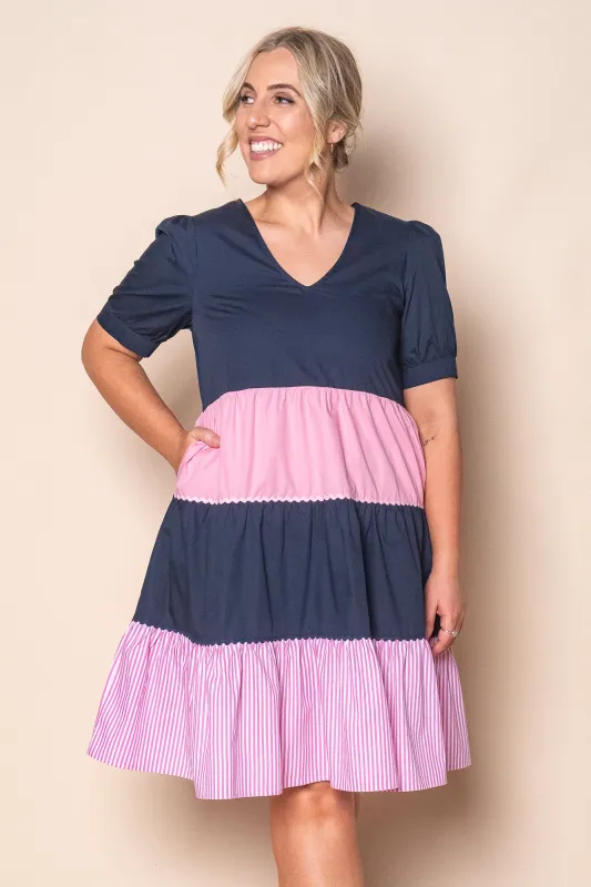 Emily Panelled Dress in Navy/Pink sold by Always Alice