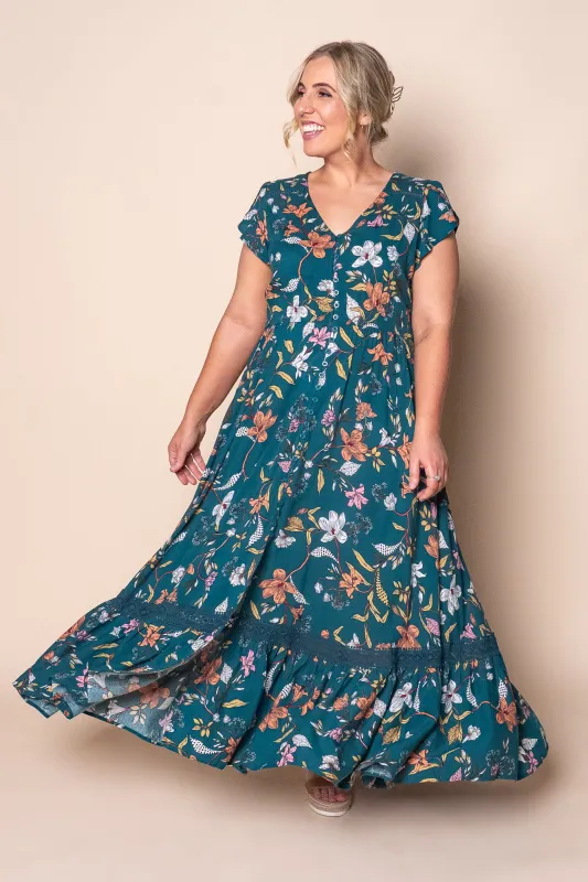 Valerie Maxi Dress in Dark Teal sold by Always Alice