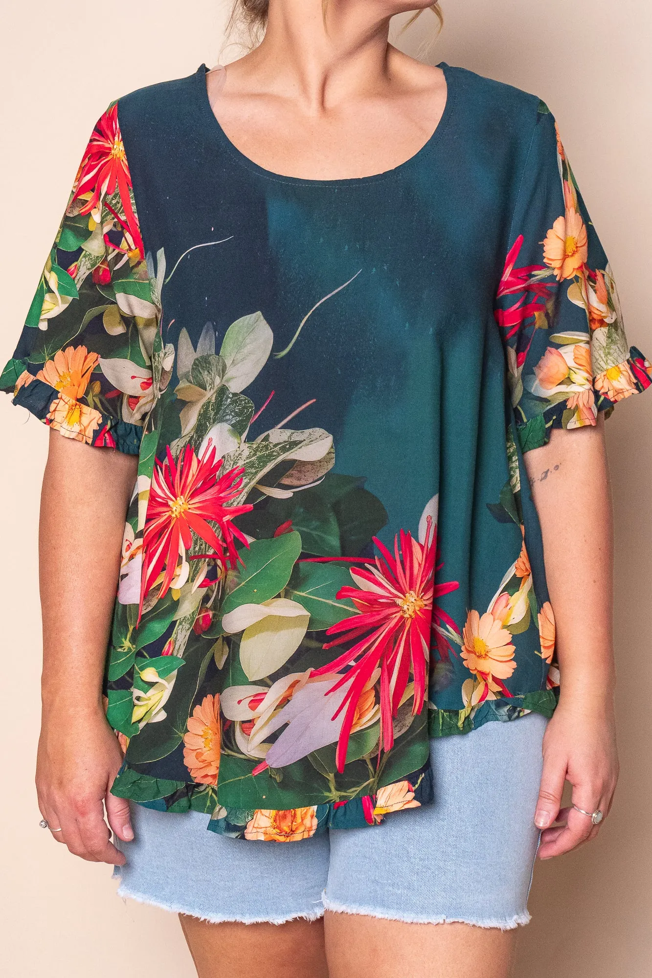 Lani Ruffle Top in Dark Teal sold by Always Alice product image thumbnail 2