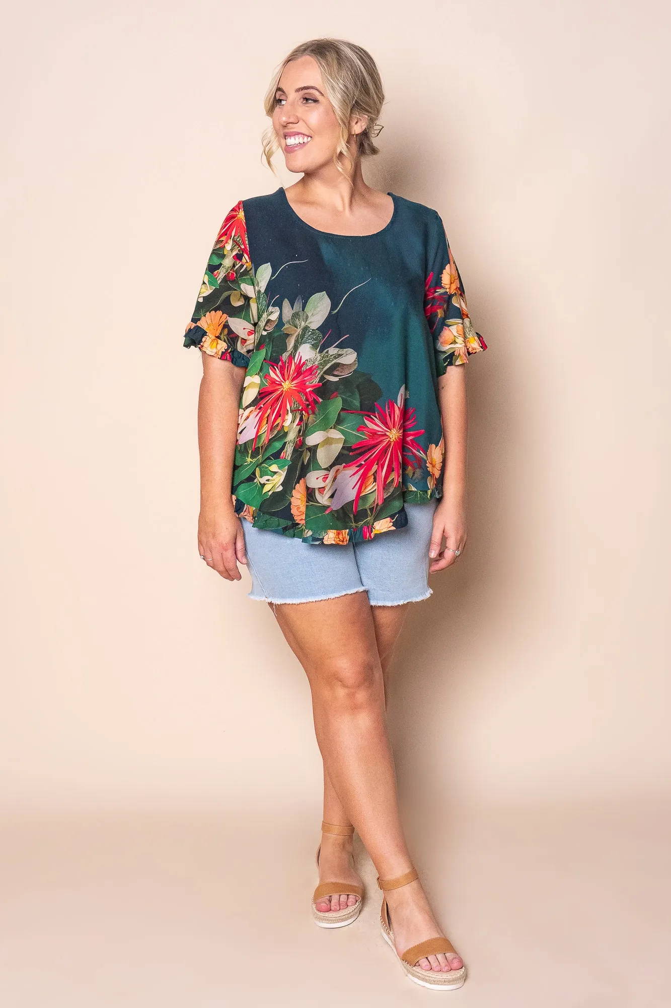 Lani Ruffle Top in Dark Teal sold by Always Alice product image thumbnail 3