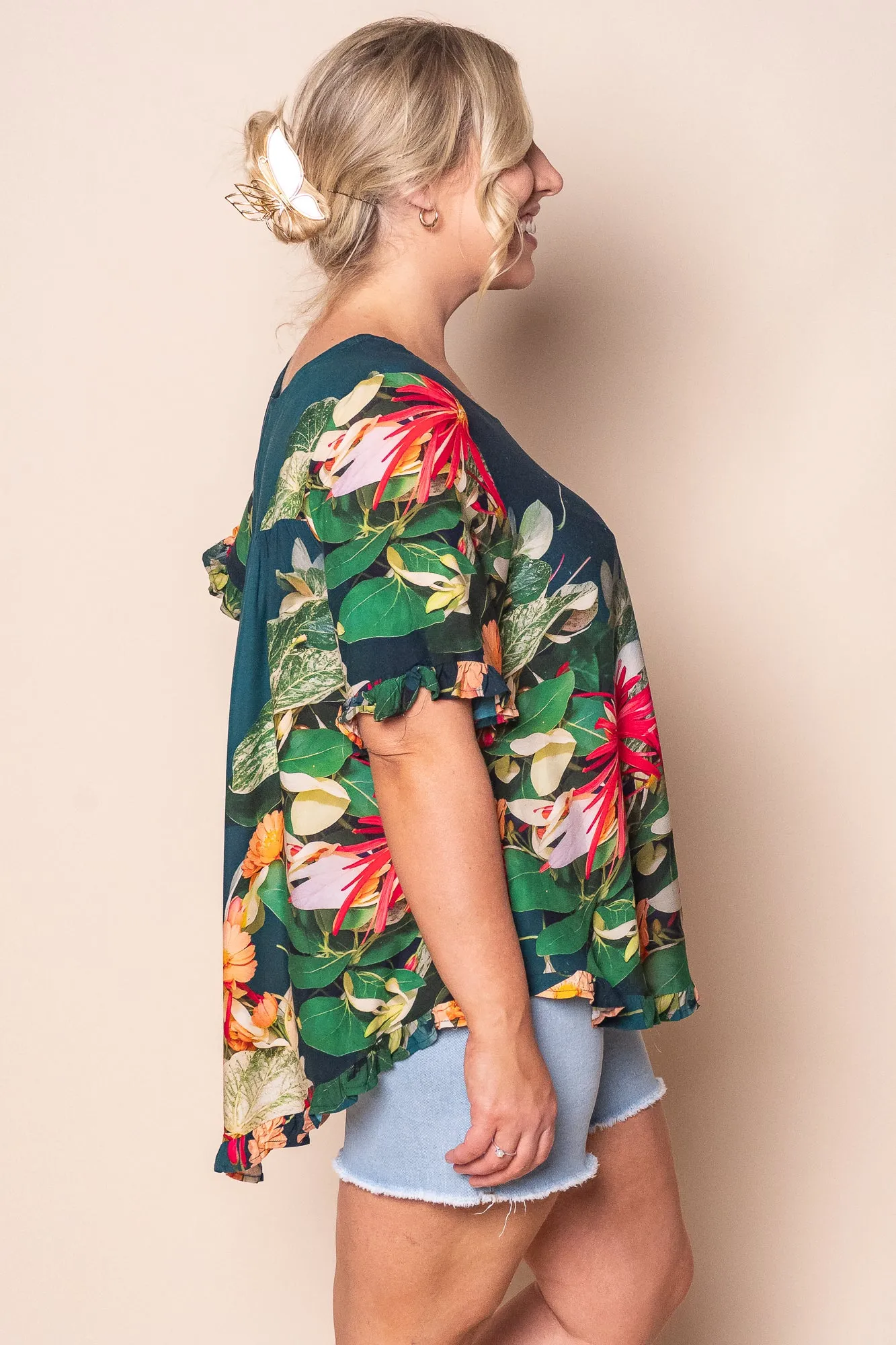 Lani Ruffle Top in Dark Teal sold by Always Alice product image thumbnail 4