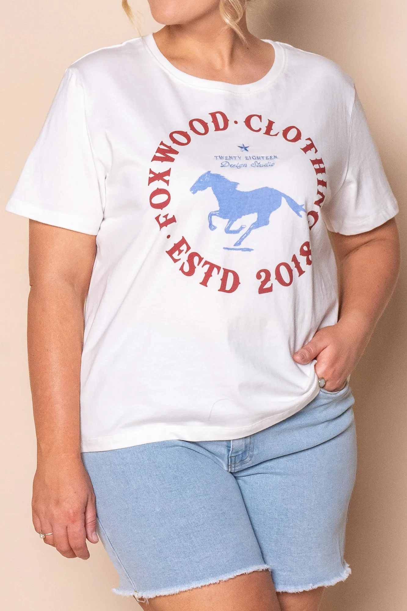 ESTD 2018 Tee in Vintage White - Foxwood sold by Always Alice product image thumbnail 2