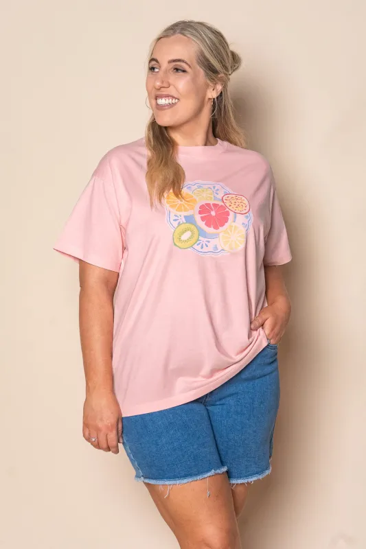 Fruit Salad Relaxed Tee in Pink - All About Eve sold by Always Alice