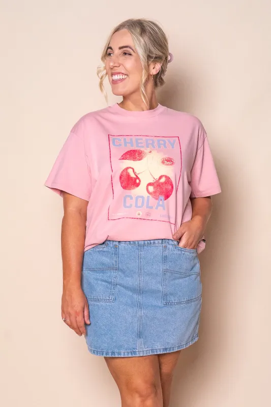 Wild Cherry Relaxed Tee in Pale Pink - All About Eve made by All About Eve