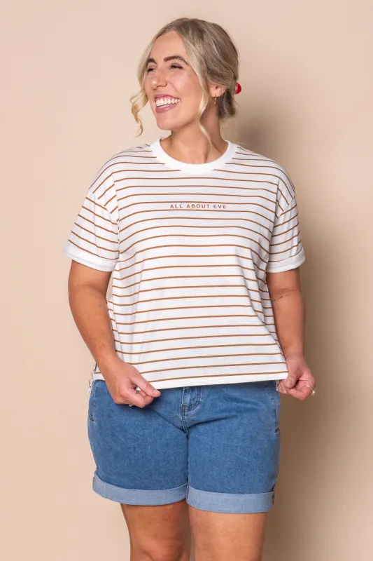 AAE Washed Stripe Tee in Cinnamon - All About Eve made by All About Eve