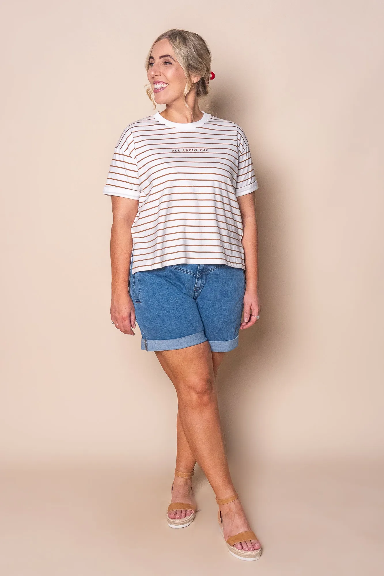 AAE Washed Stripe Tee in Cinnamon - All About Eve sold by Always Alice product image thumbnail 2