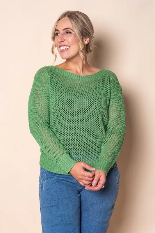 Filippa Cotton Crochet Knit Top in Green sold by Always Alice