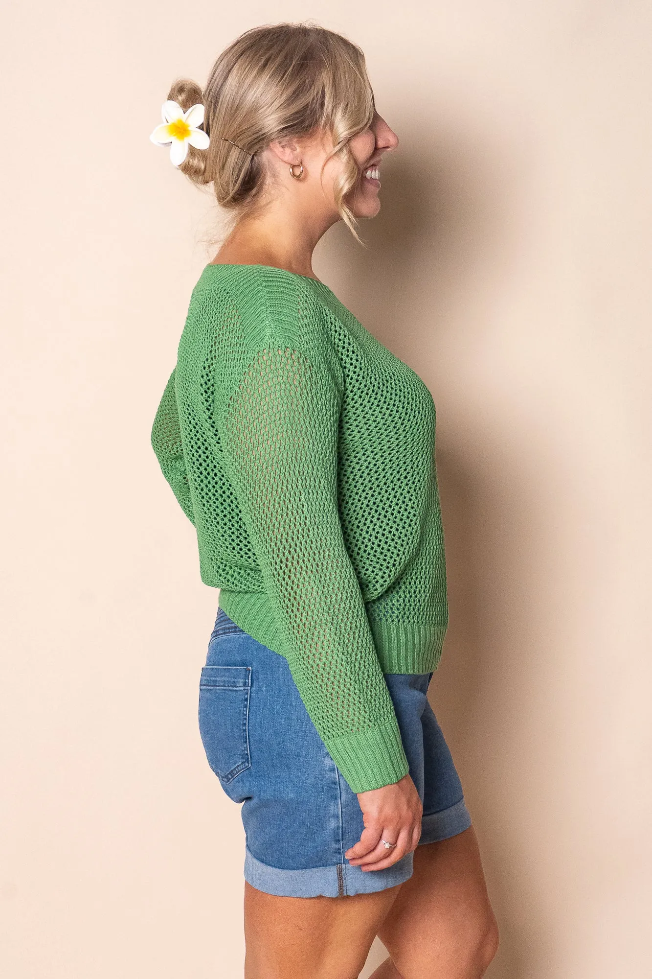 Filippa Cotton Crochet Knit Top in Green sold by Always Alice product image thumbnail 3