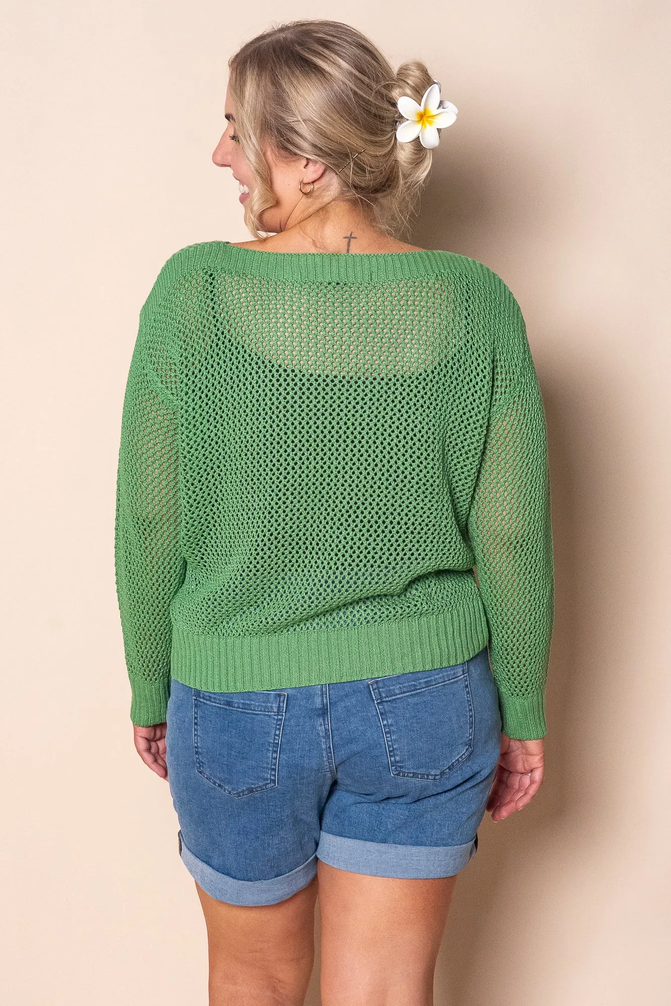Filippa Cotton Crochet Knit Top in Green sold by Always Alice product image thumbnail 4