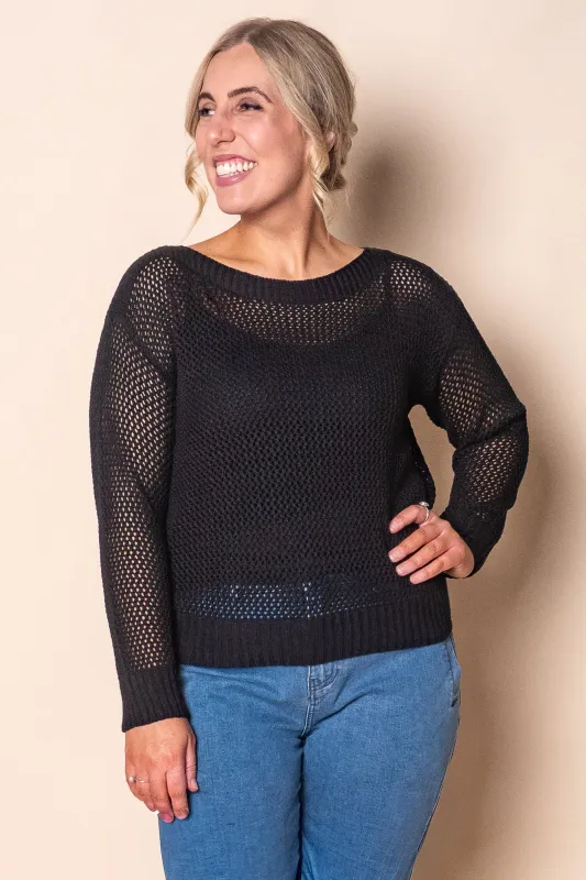 Filippa Cotton Crochet Knit Top in Black sold by Always Alice