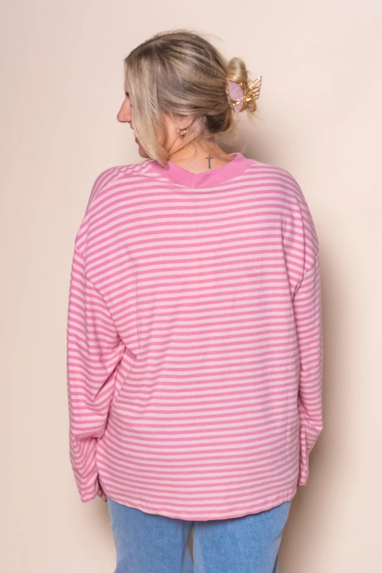 Paloma L/S Stripe Tee in Pink - All About Eve sold by Always Alice product image thumbnail 3