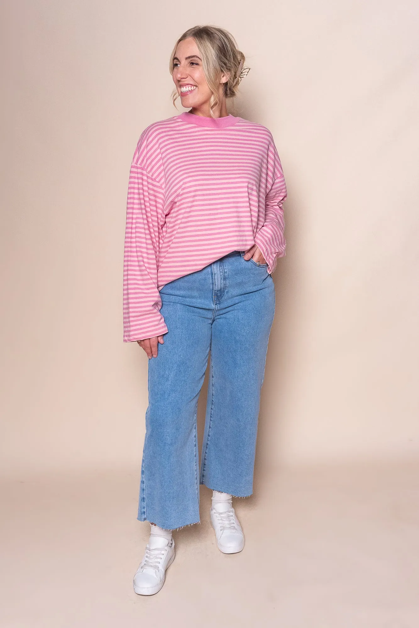 Paloma L/S Stripe Tee in Pink - All About Eve sold by Always Alice product image thumbnail 4