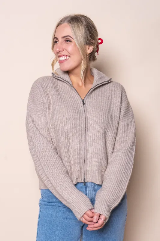 Bridie Knit Zip Through in Oat - All About Eve made by All About Eve