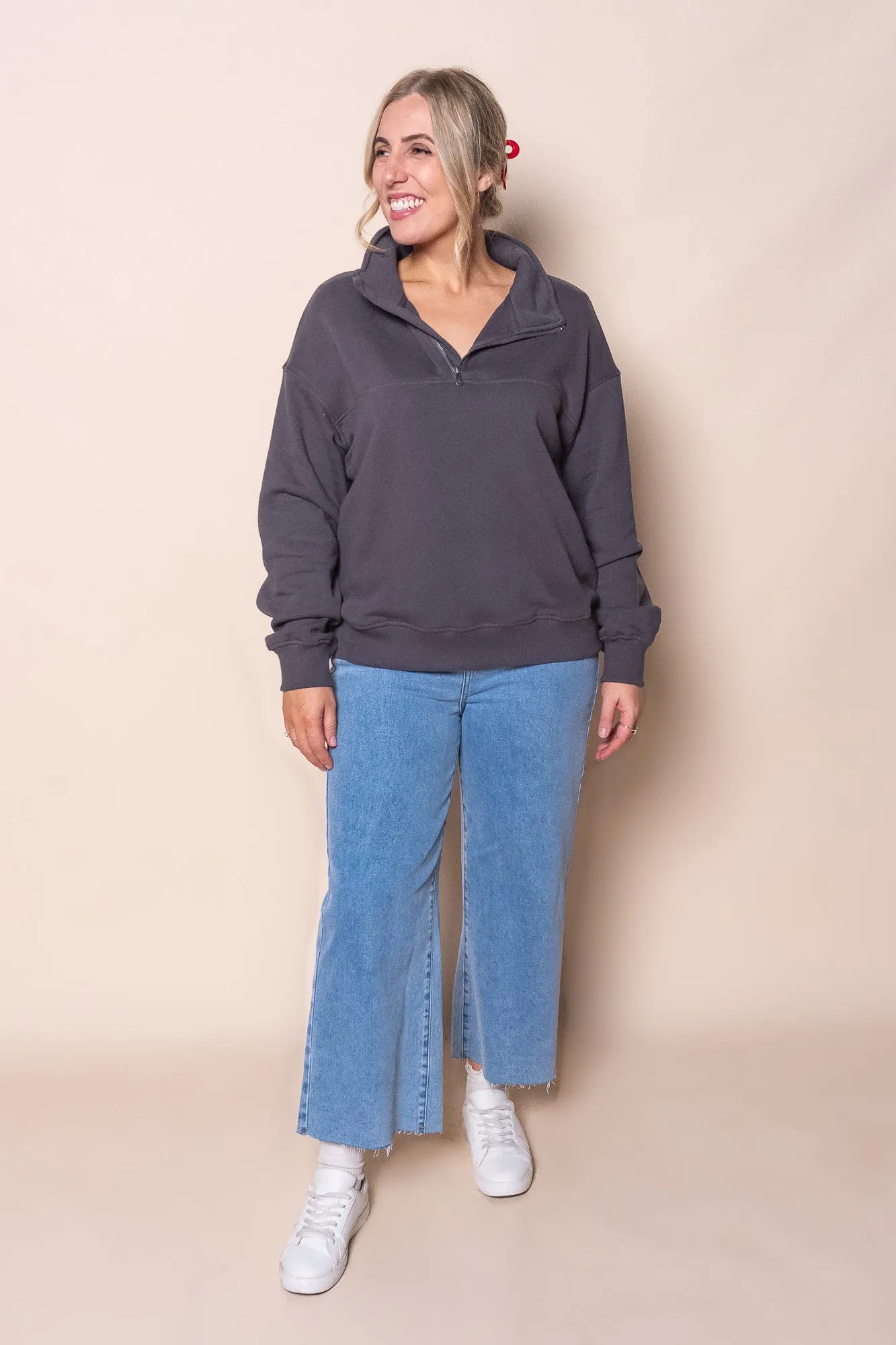 College Zip Crew in Charcoal - Foxwood sold by Always Alice product image thumbnail 2