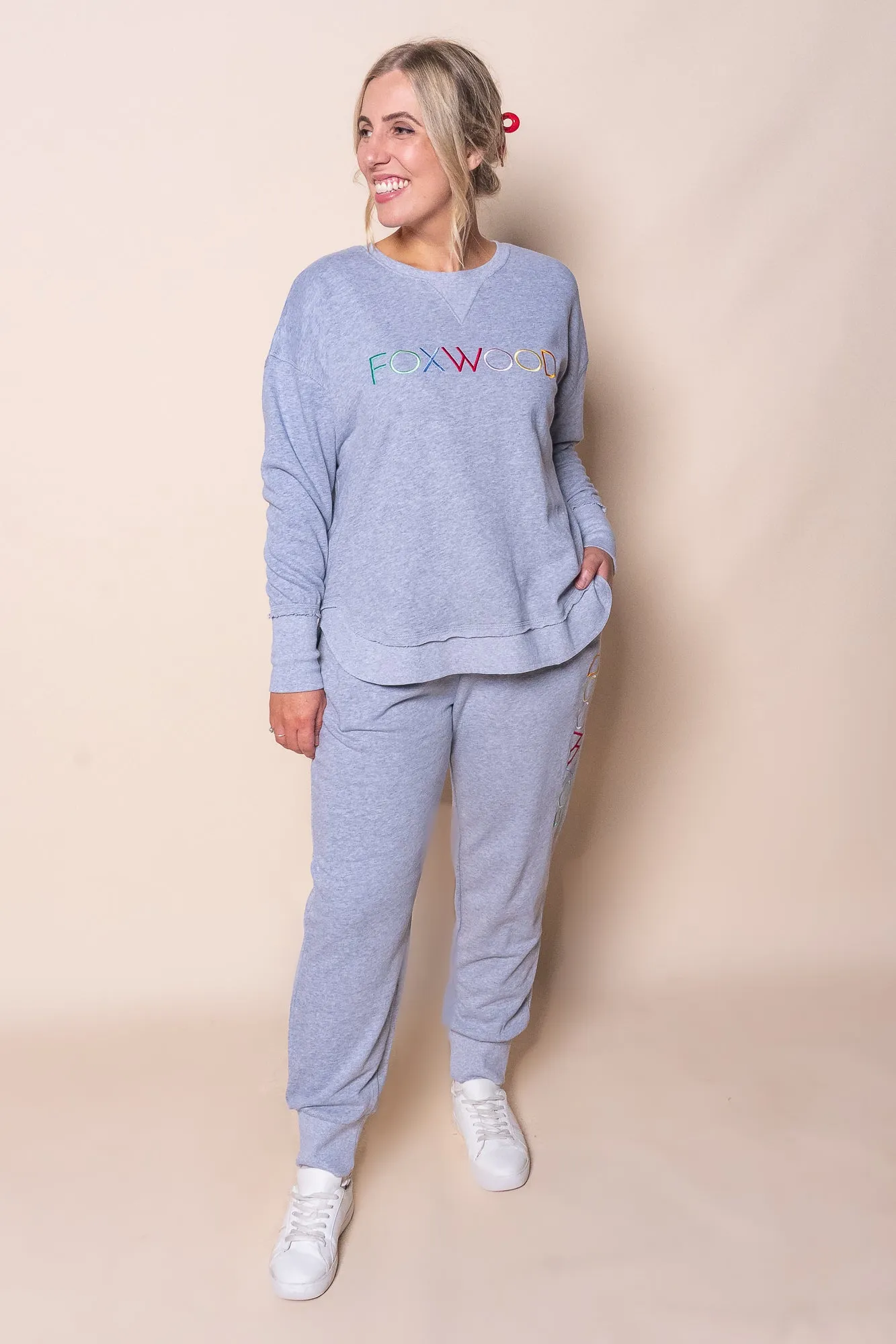 Simplified Confetti Track Pants in Grey Marle - Foxwood sold by Always Alice