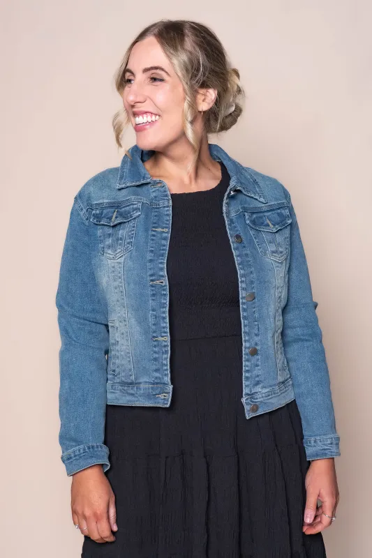 Kerry Denim Jacket in Mid Blue made by Always Alice