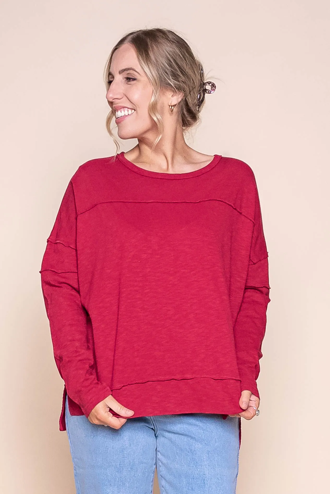Jayne Throw On Top in Rhubarb Red - Foxwood sold by Always Alice product image thumbnail 2