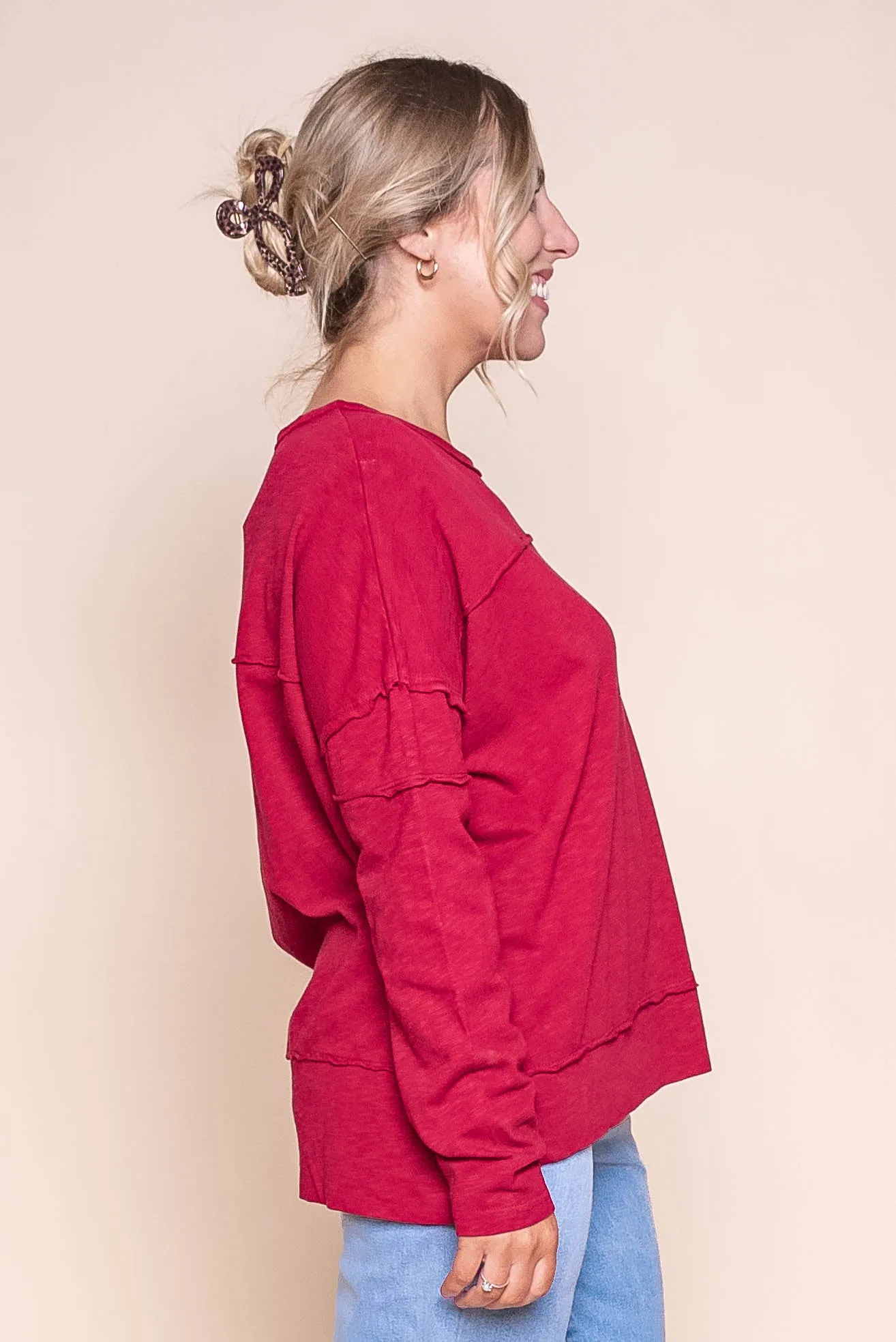 Jayne Throw On Top in Rhubarb Red - Foxwood sold by Always Alice product image thumbnail 3