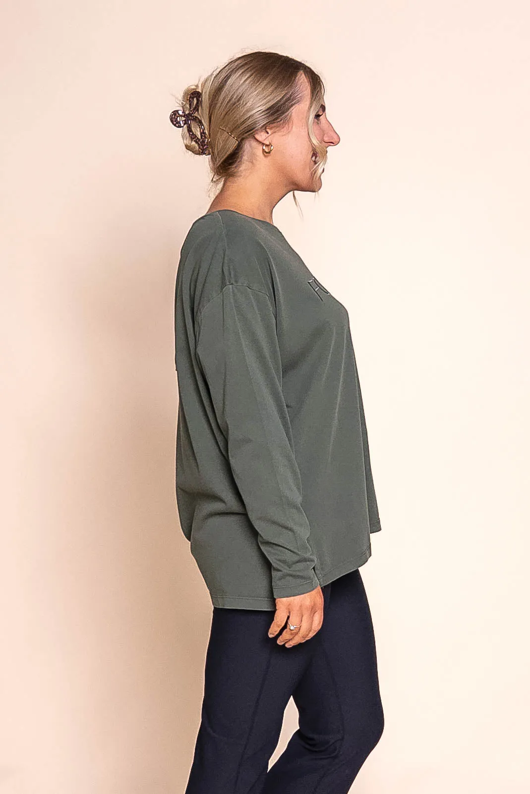 Simplified Long Sleeve Tee in Khaki - Foxwood sold by Always Alice product image thumbnail 3