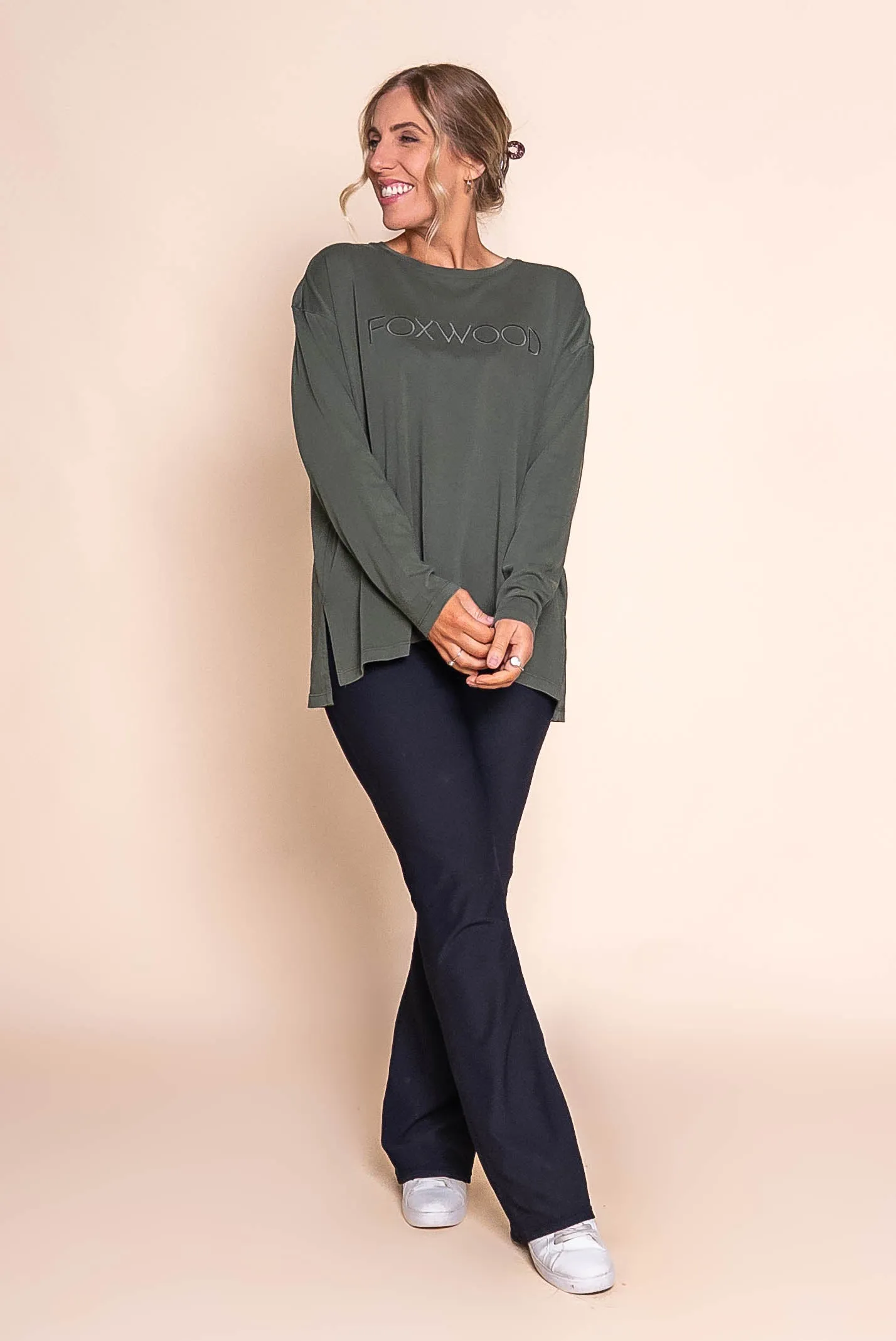 Simplified Long Sleeve Tee in Khaki - Foxwood sold by Always Alice product image thumbnail 2