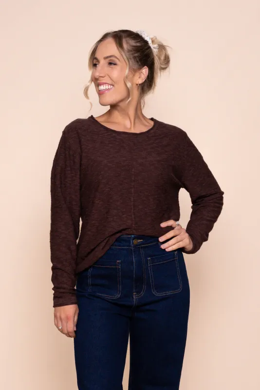 Margaux Jersey Knit Top in Dark Chocolate made by Always Alice