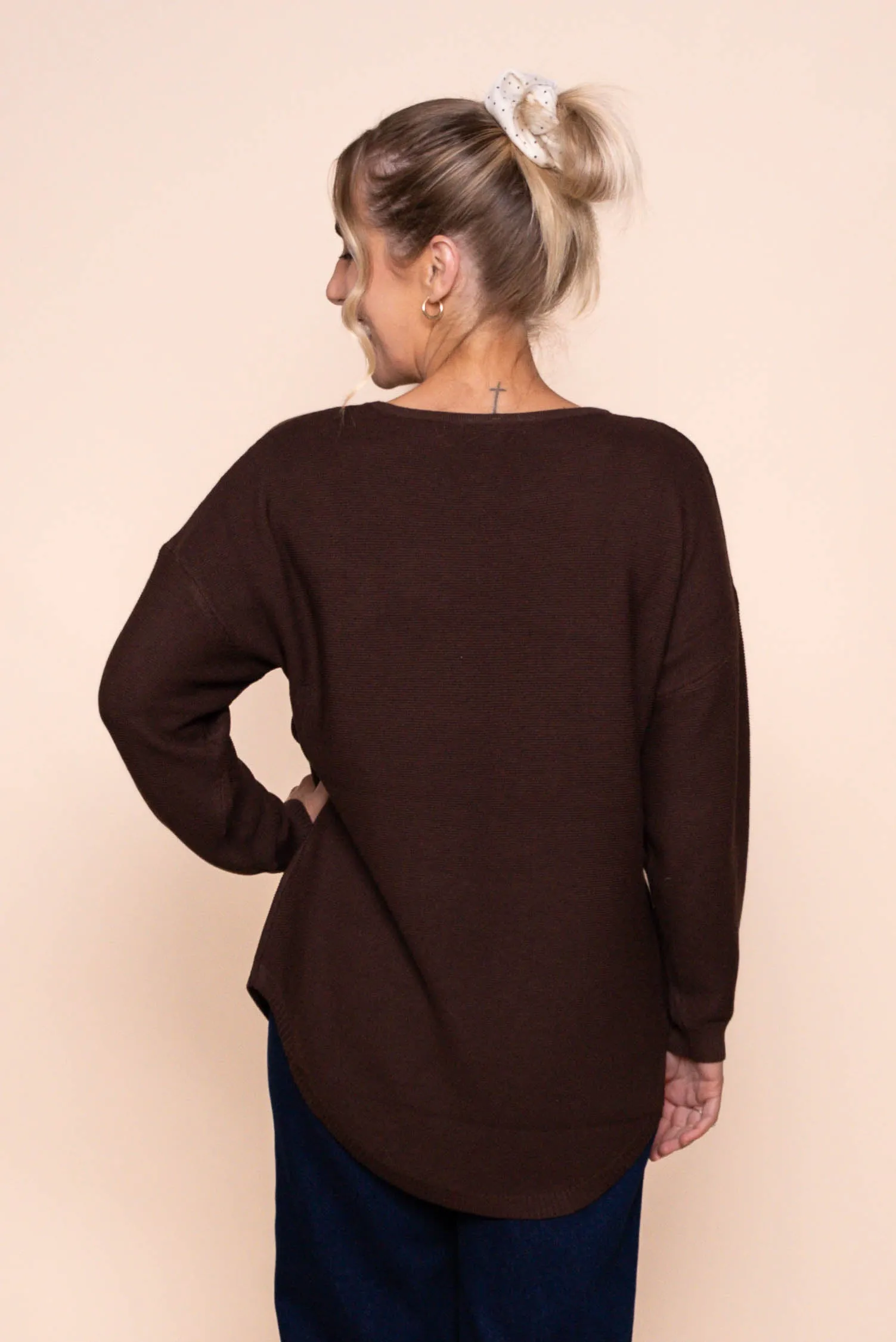 Tilly Lightweight Knit Jumper in Bitter Chocolate sold by Always Alice product image thumbnail 4