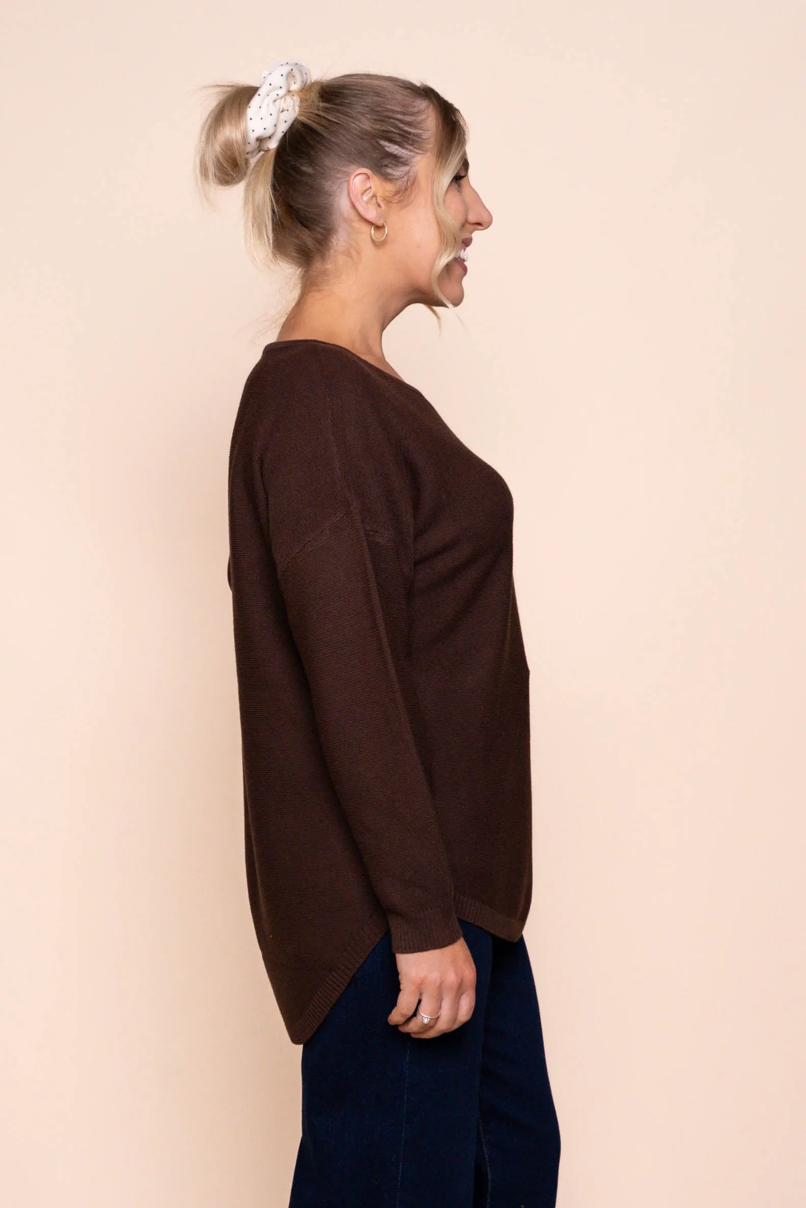 Tilly Lightweight Knit Jumper in Bitter Chocolate sold by Always Alice product image thumbnail 3