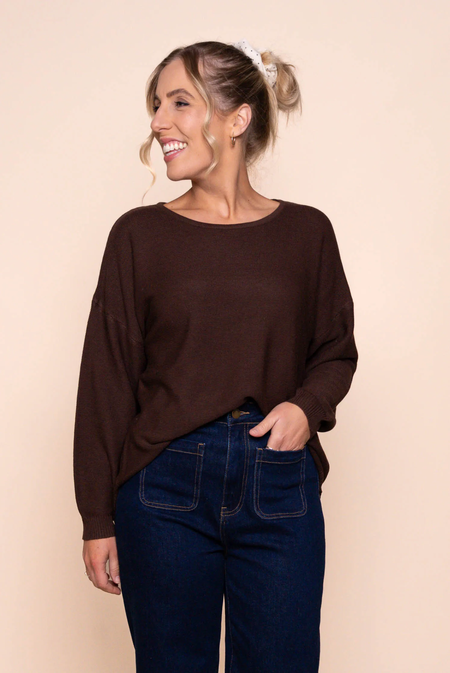 Tilly Lightweight Knit Jumper in Bitter Chocolate sold by Always Alice product image thumbnail 2