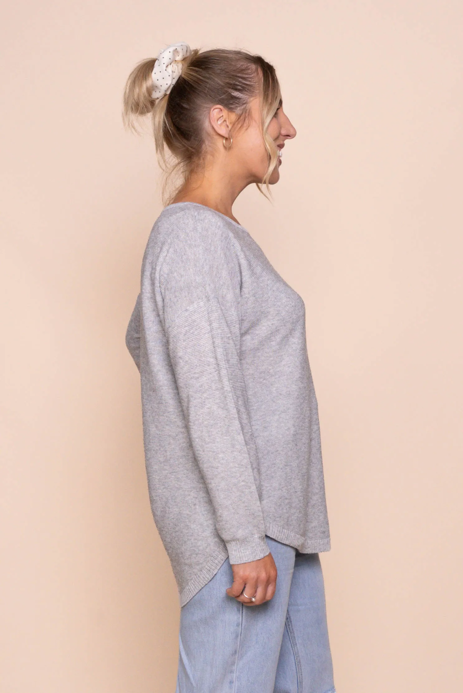 Tilly Lightweight Knit Jumper in Grey Marle sold by Always Alice product image thumbnail 3