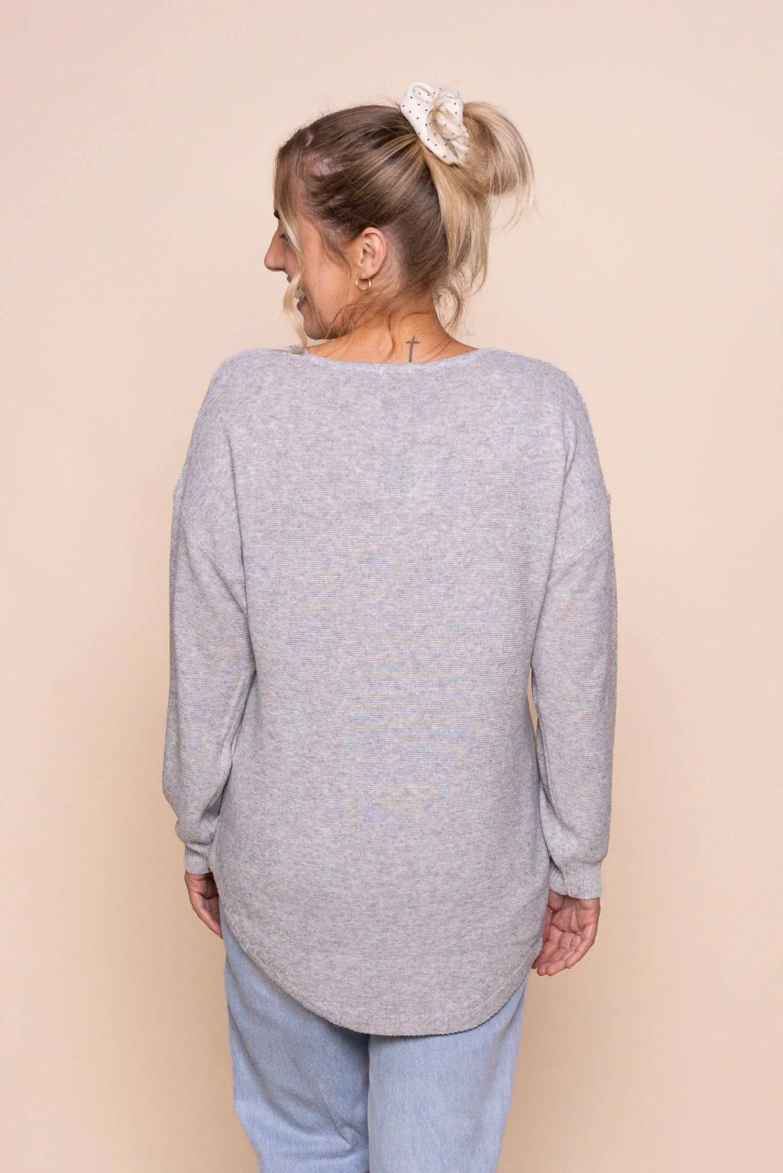 Tilly Lightweight Knit Jumper in Grey Marle sold by Always Alice product image thumbnail 4