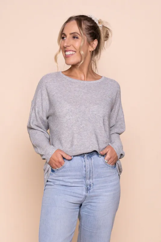 Tilly Lightweight Knit Jumper in Grey Marle made by Always Alice
