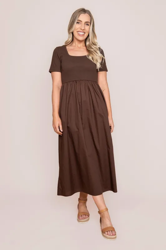 Ella Midi Dress in Chocolate - Foxwood made by Foxwood Clothing