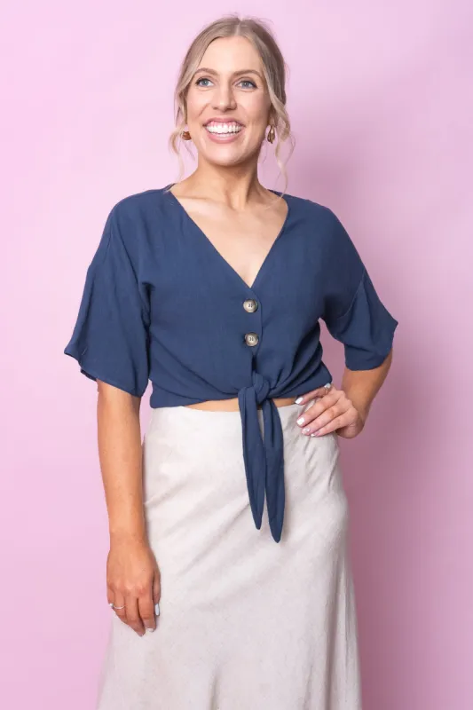 Calla Top in Sapphire Blue sold by Always Alice