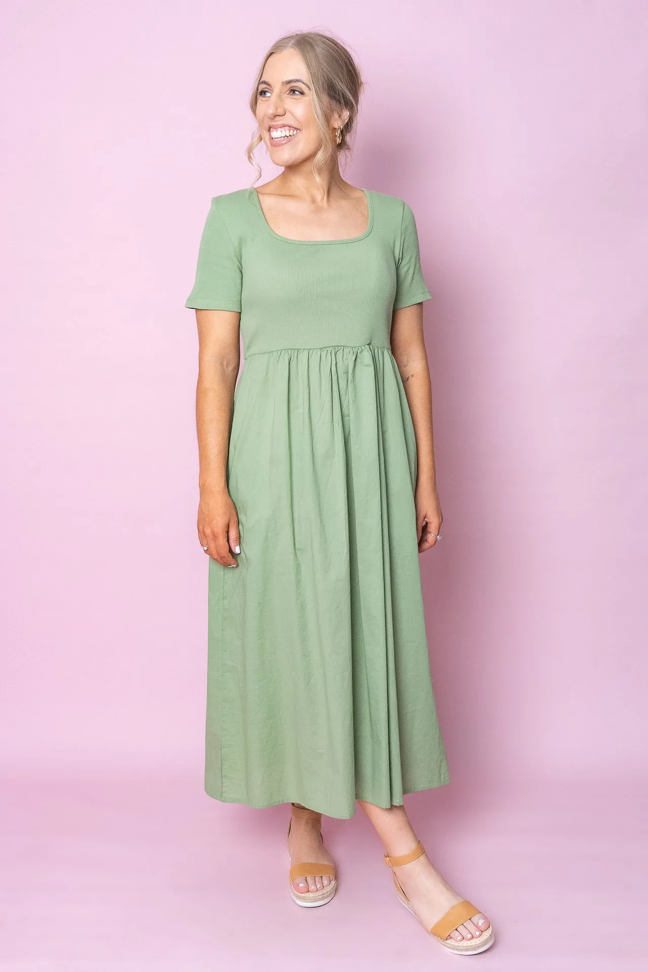 Ella Dress in Moss Green - Foxwood sold by Always Alice