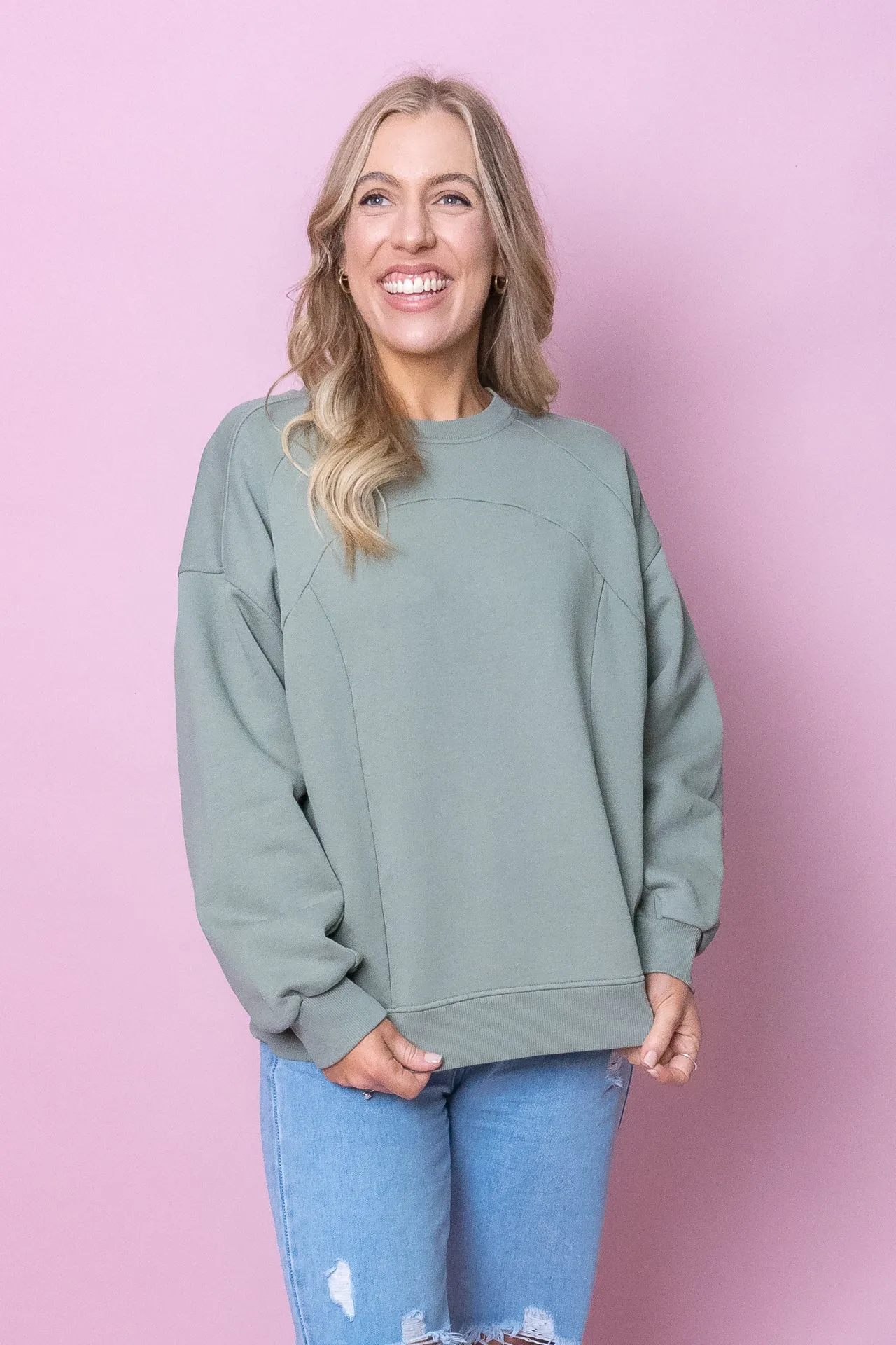 Sutton Crew in Sage Green - Foxwood - Final Sale sold by Always Alice product image thumbnail 2