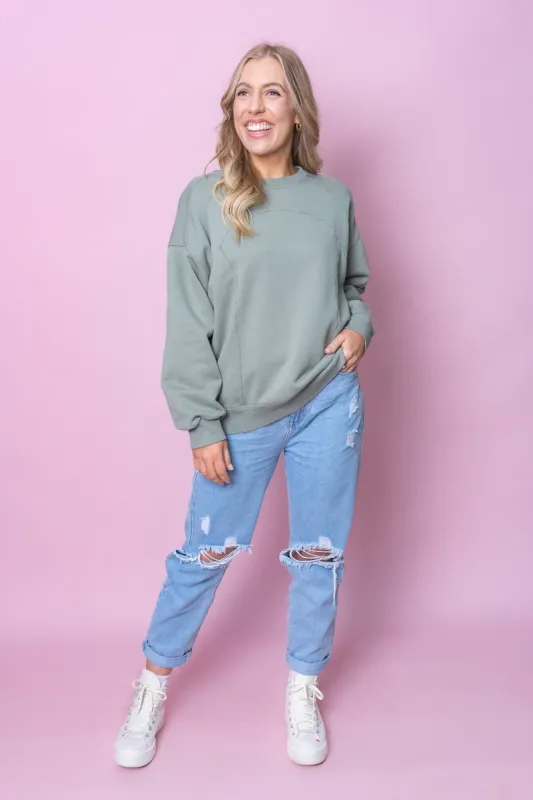 Sutton Crew in Sage Green - Foxwood - Final Sale sold by Always Alice