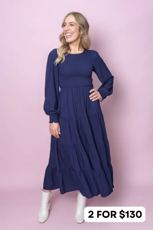 Samaria Midi Dress in Navy sold by Always Alice