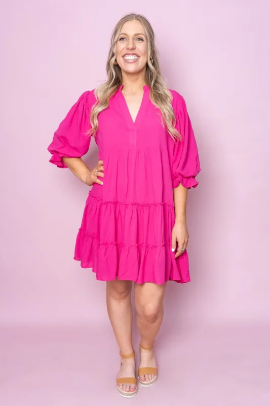 Alwyn Dress in Fuchsia sold by Always Alice