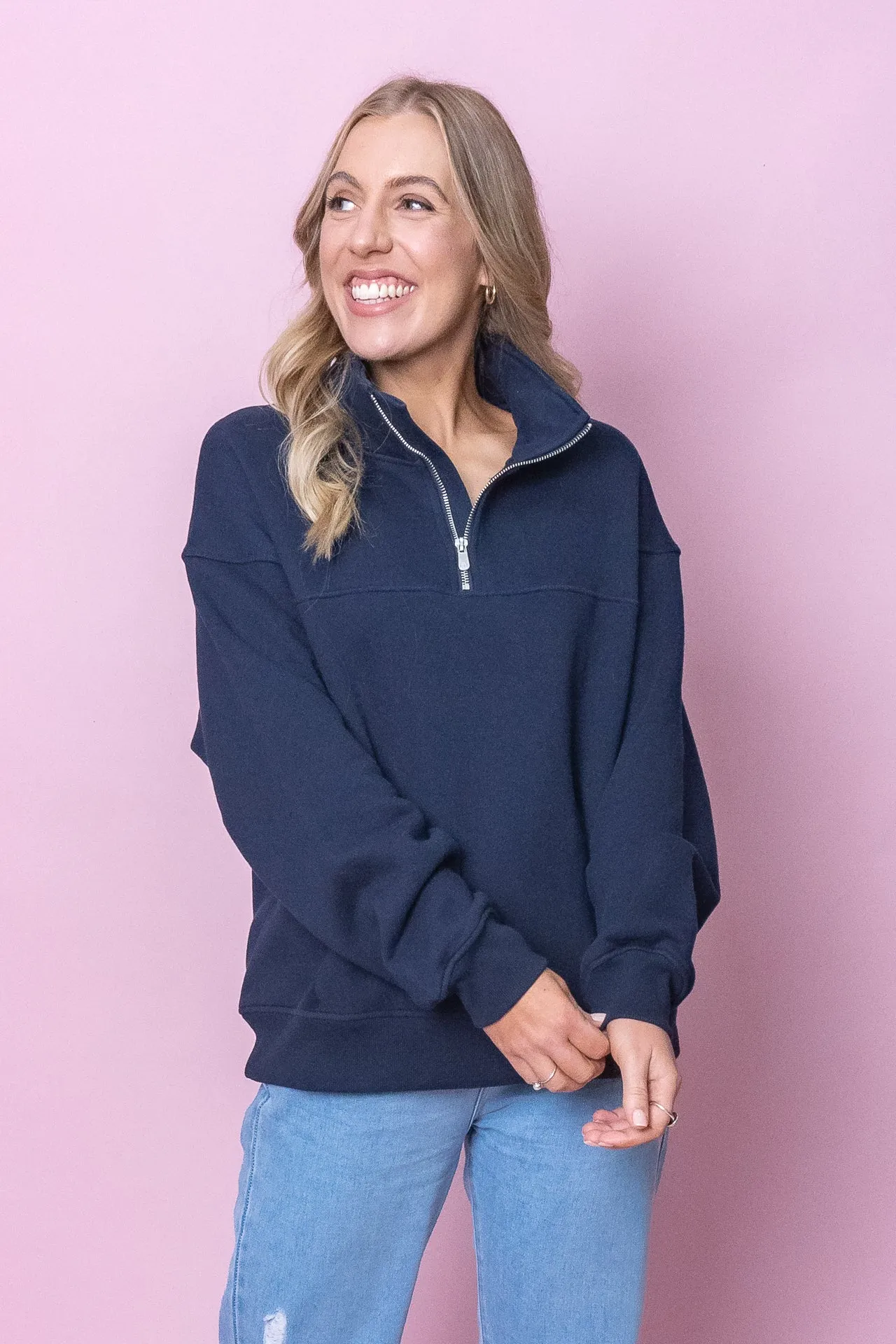 College Zip Crew in Navy - Foxwood sold by Always Alice product image thumbnail 2